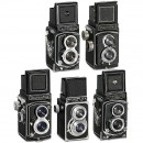 5台双反相机: Minolta,Yashica and Ricoh TLR Cameras