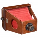 可折叠分叉式皮腔相机, L. & A. Boulade Frères制造, 约1885年