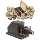 Large Lot 8,5x8,5cm Slides and Projector, c. 1925