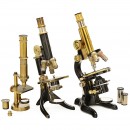 3 German Brass Microscopes