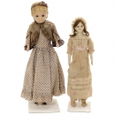 2 Wax-Over-Papier-Mâché Dolls