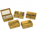 Set of 5 Reuge Tin Musical Snuff Boxes