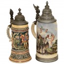 1 Musical Beer Stein and 1 Beer Stein, c. 1900