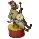 Günthermann Tin Toy Figure Monkey Strums Banjo, c. 1910