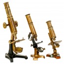 3 Brass Compound Microscopes, 1860–80