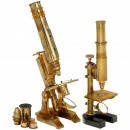 2 Brass Compound Microscopes, c. 1880