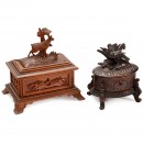 2 Carved Musical Boxes, c. 1900