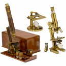 3 English Brass Compound Microscopes by Beck