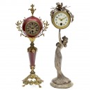2 German Mantel Clocks with Lenzkirch Movements