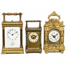 3 Gilt-Brass Carriage Clocks, c. 1900
