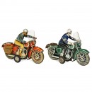 2 Large Toy Motorcycles by Tippco, c. 1955