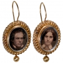 Earrings with Daguerreotypes, c. 1850
