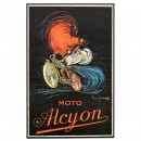 Extraordinary French Moto Alcyon Motorbike Poster, c. 1905