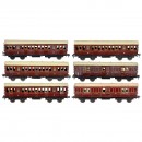 6 English NER Carriages by Carette, Gauge 3, c. 1928