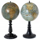 2 Terrestrial Globes of 4¾ -Inch Diameter, c. 1910