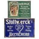 2 Stollwerck Enamel Advertising Signs, c. 1910