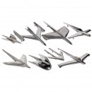 8 American Steamline Hood Ornaments, 1950s