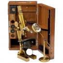 Large German Brass Microscope, c. 1895