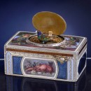 Exceptional Silver and Pictorial Enameled Singing Bird Box by Ka