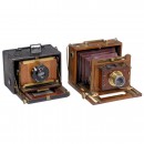 2 French Folding-Plate Cameras, c. 1890-1900