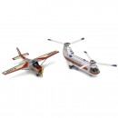 2 Japanese Tinplate Toy Airplanes, c. 1960