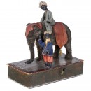 Unusual Elephant with Rider and Mahout Musical Manivelle Automat
