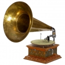 Gramophone with Large Brass Horn, c. 1914