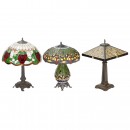 3 Art-Nouveau-Style Table Lamps, c. 1990