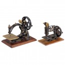2 Cast-Iron Hand-Cranked Chain-Stitch Sewing Machines, c. 1880