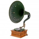 Gramophone with Oversized Gooseneck Horn, c. 1914