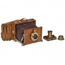 Field Camera with 3 Brass Lenses, c. 1900