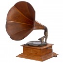 Gramophone with Large Wood Horn, c. 1910
