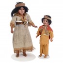 2 Bisque Character Dolls Representing Native Americans, c. 1920