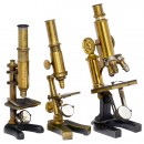 3 Brass Microscopes, c. 1895