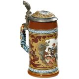 Mettlach具有古希腊罗马艺术风格的大啤酒杯(1946号模型)  1895年前后