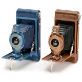 2 Hawk-Eye Rainbow No. 2A Cameras (Blue and Brown), 1931