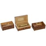 3 Swiss Reuge 3/72 Musical Boxes, c. 1980