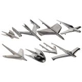 8 American Steamline Hood Ornaments, 1950s