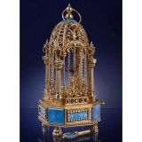 Fine Miniature Singing Bird in Gilt-Silver Cage Automaton