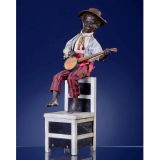 Musical Automaton Clown with Mask and Tambourine by Vichy, c. 1