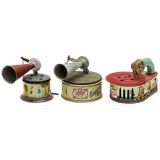 3 Toy Gramophones, c. 1925-50