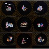 9 Hand-Painted, Animated Magic Lantern Slides, c. 1880