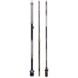 3 English Stick Barometers, 19th Century