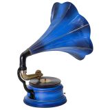 Rare Horn Gramophone with Round Metal Case, c. 1914