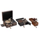 3 Portable Gramophones, c. 1925