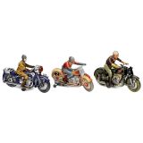 3 Tin Toy Motorcycles, c. 1955