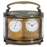 French Desk Timepiece with Aneroid Barometer, c. 1890