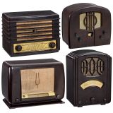 4 Radio Receivers with Bakelite Cases