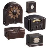 4 German Bakelite Radios and an Automatic Time Radio