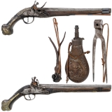 2 Flintlock Pistols and Accessories, c. 1780